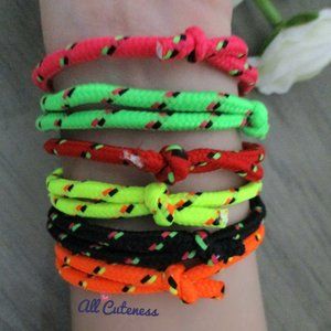 6 Colorful Adjustable Cord Bracelets